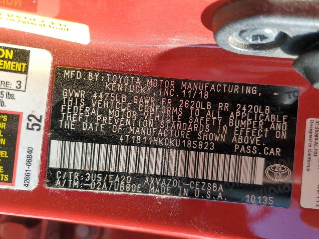 2019 TOYOTA CAMRY L - 4T1B11HK0KU185823
