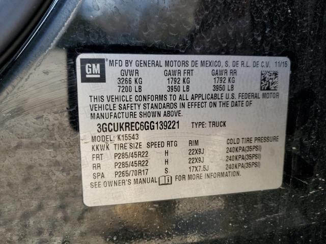 2016 CHEVROLET SILVERADO - 3GCUKREC6GG139221