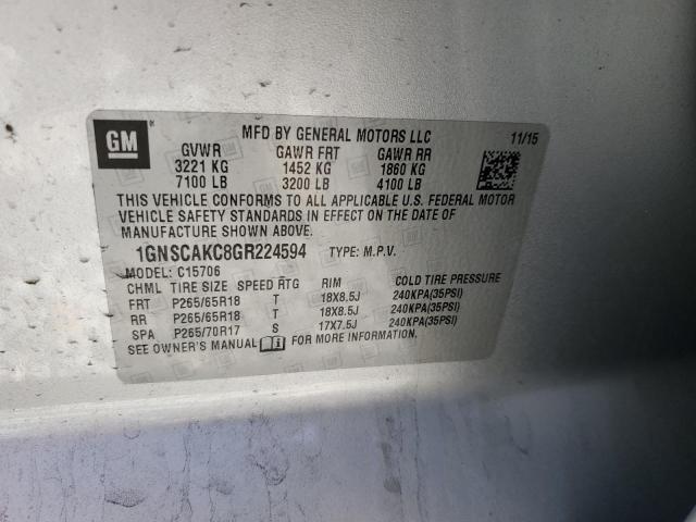 2016 CHEVROLET TAHOE C150 1GNSCAKC8GR224594