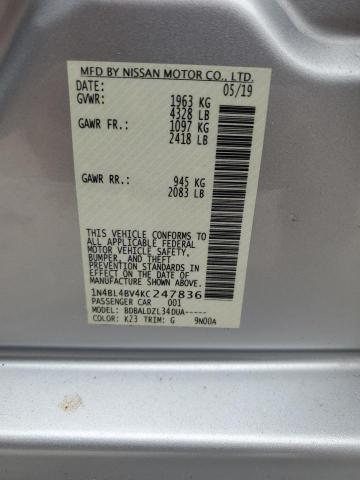 2019 NISSAN ALTIMA S 1N4BL4BV4KC247836