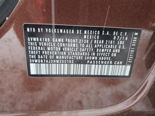 2017 VOLKSWAGEN JETTA SE 3VWDB7AJ2HM202162