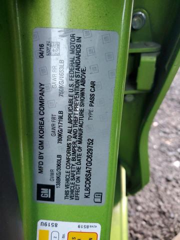 2016 CHEVROLET SPARK 1LT KL8CD6SA7GC629752
