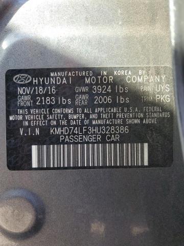 2017 HYUNDAI ELANTRA SE KMHD74LF3HU328386