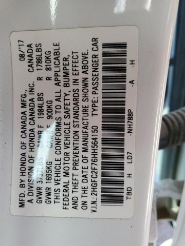 2017 HONDA CIVIC EX - 2HGFC2F76HH564150