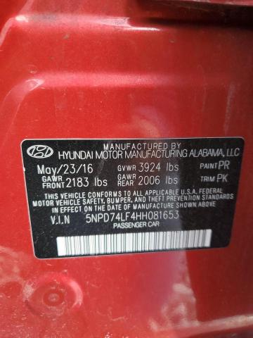 2017 HYUNDAI ELANTRA SE - 5NPD74LF4HH081653