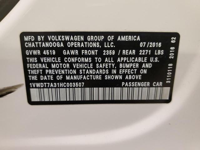 2017 VOLKSWAGEN PASSAT R-L - 1VWDT7A31HC003507