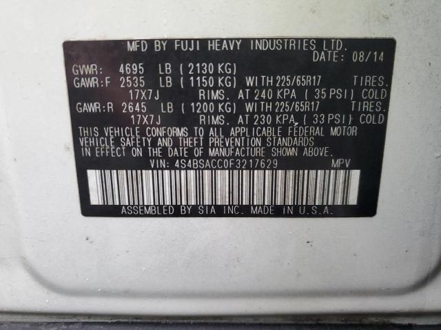 2015 SUBARU OUTBACK 2. 4S4BSACC0F3217629