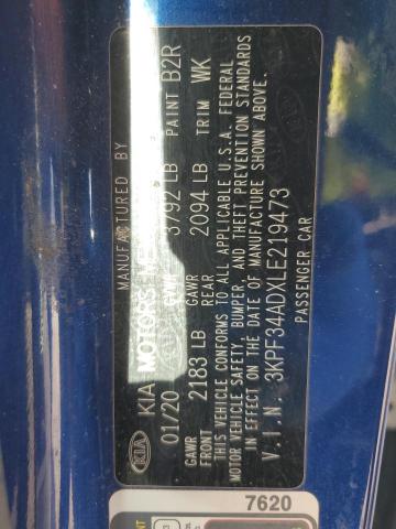 2020 KIA FORTE GT L 3KPF34ADXLE219473