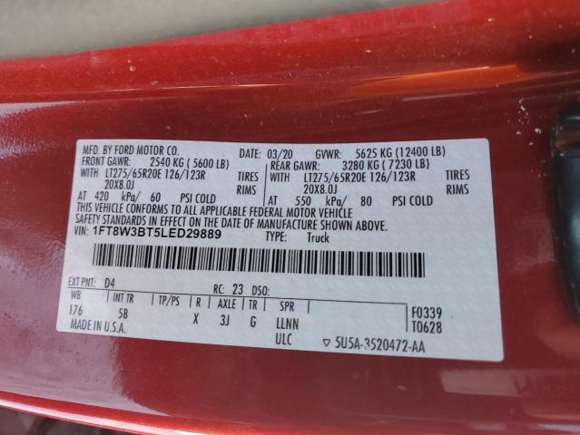 2020 FORD F350 SUPER - 1FT8W3BT5LED29889