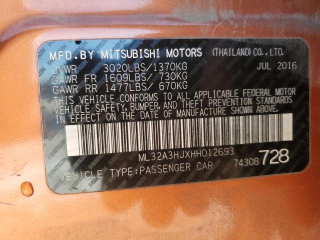 2017 MITSUBISHI MIRAGE ES ML32A3HJXHH012693
