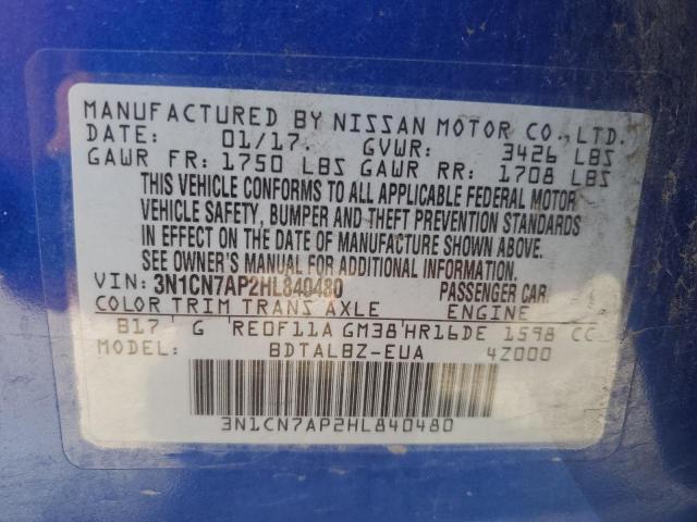 2017 NISSAN VERSA S - 3N1CN7AP2HL840480