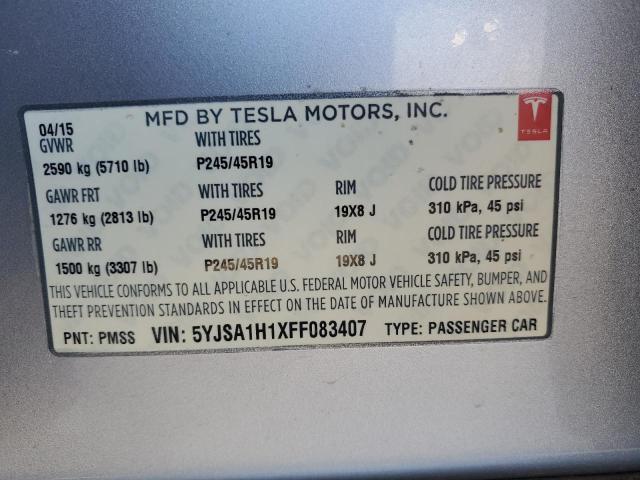 2015 TESLA MODEL S 85 5YJSA1H1XFF083407