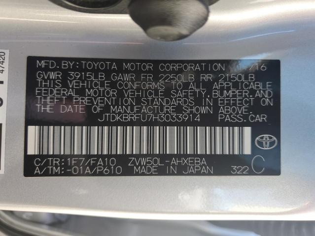 2017 TOYOTA PRIUS - JTDKBRFU7H3033914