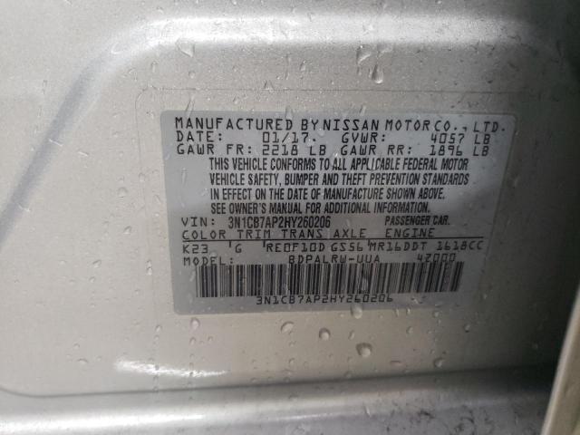 2017 NISSAN SENTRA SR - 3N1CB7AP2HY260206