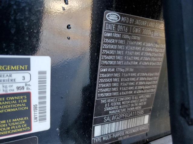 2016 LAND ROVER RANGE ROVE - SALWG2PF6GA111595