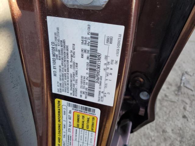 2019 FORD FUSION SE - 3FA6P0HD3KR159097