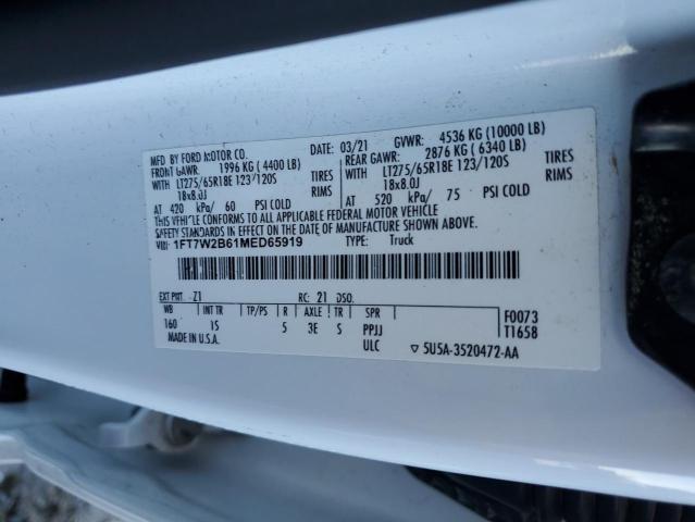 2021 FORD F250 SUPER - 1FT7W2B61MED65919