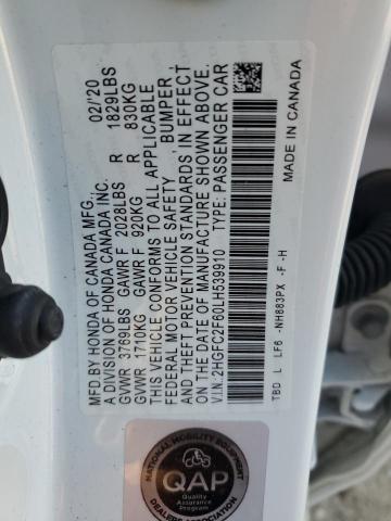 2020 HONDA CIVIC LX - 2HGFC2F60LH539910