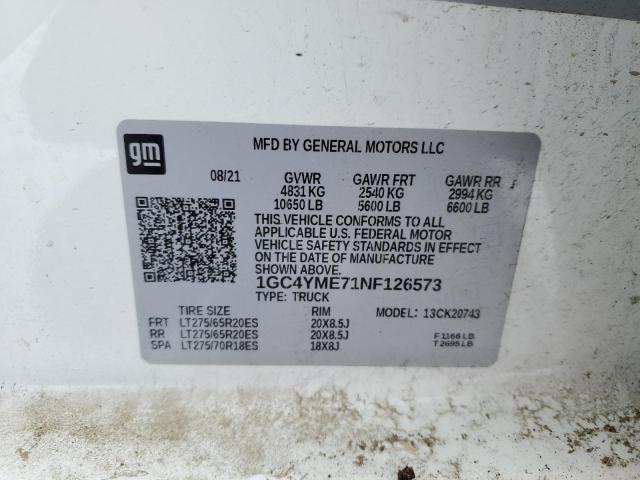 2022 CHEVROLET SILVERADO - 1GC4YME71NF126573
