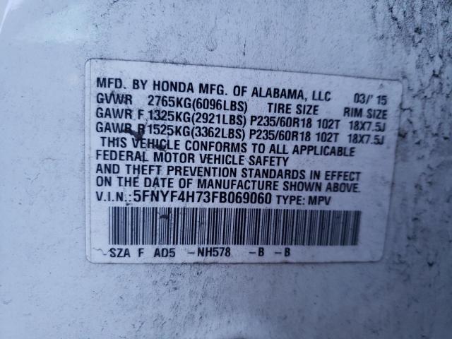2015 HONDA PILOT EXLN - 5FNYF4H73FB069060