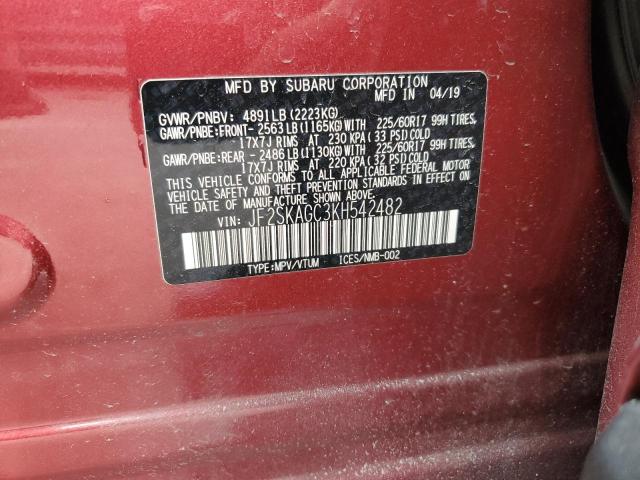 2019 SUBARU FORESTER P - JF2SKAGC3KH542482