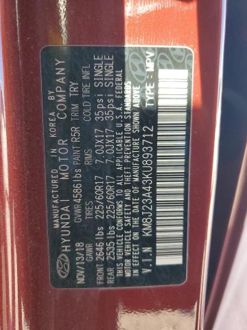 2019 HYUNDAI TUCSON SE KM8J23A43KU893712