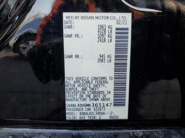 2021 NISSAN ALTIMA SV - 1N4BL4DV6MN365147