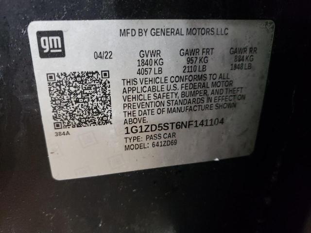 2022 CHEVROLET MALIBU LT - 1G1ZD5ST6NF141104