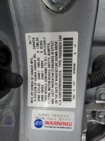 2017 HONDA CIVIC EX - 2HGFC2F83HH573316