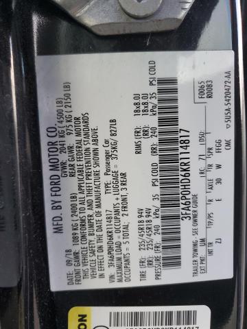 2019 FORD FUSION SE 3FA6P0HD6KR114817