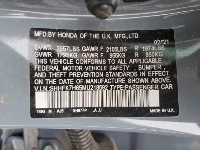 2021 HONDA CIVIC EX - SHHFK7H65MU218592