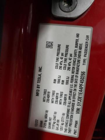 2023 TESLA MODEL 3 - 5YJ3E1EA4PF450266