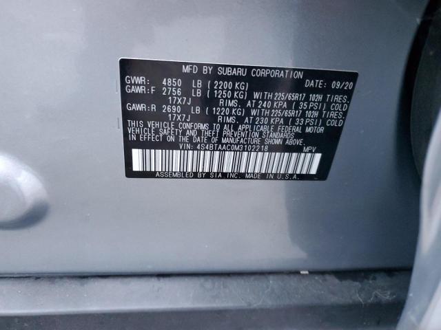 2021 SUBARU OUTBACK 4S4BTAAC0M3102218