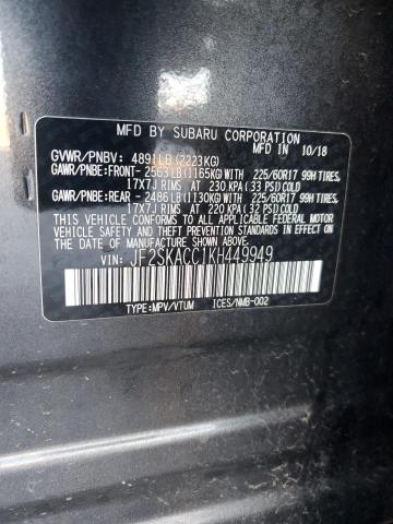 2019 SUBARU FORESTER JF2SKACC1KH449949