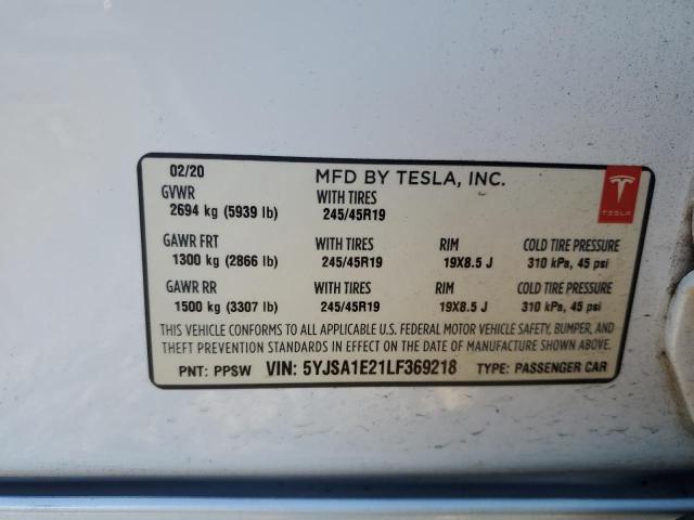 2020 TESLA MODEL S - 5YJSA1E21LF369218