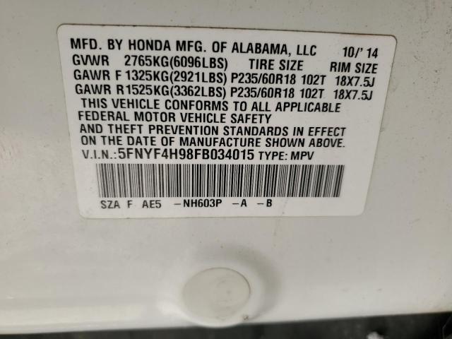 2015 HONDA PILOT TOUR - 5FNYF4H98FB034015