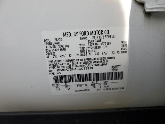 2020 FORD EXPLORER X - 1FMSK7DH1LGC73919