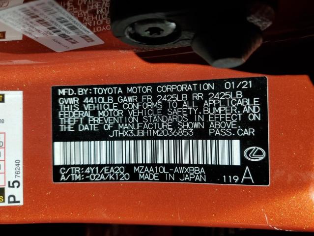 2021 LEXUS UX 200 JTHX3JBH1M2036853