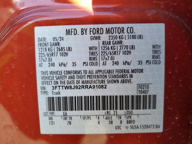2024 FORD MAVERICK X - 3FTTW8J92RRA91082
