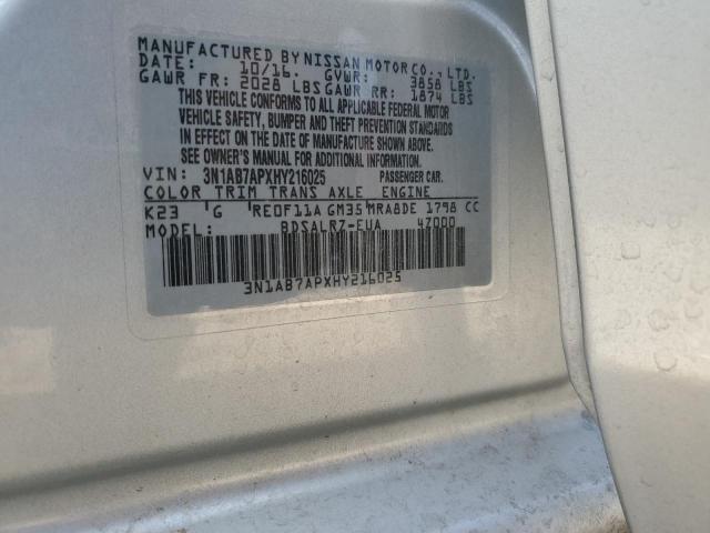 2017 NISSAN SENTRA S - 3N1AB7APXHY216025