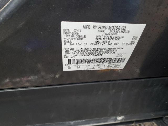 2016 FORD EXPLORER L - 1FM5K7FHXGGA43070