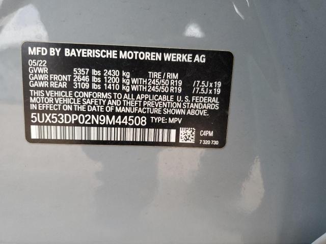 2022 BMW X3 XDRIVE3 - 5UX53DP02N9M44508