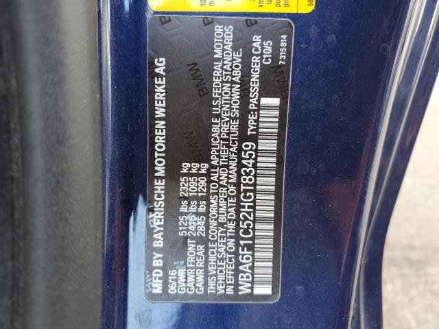 2017 BMW 640 I WBA6F1C52HGT83459