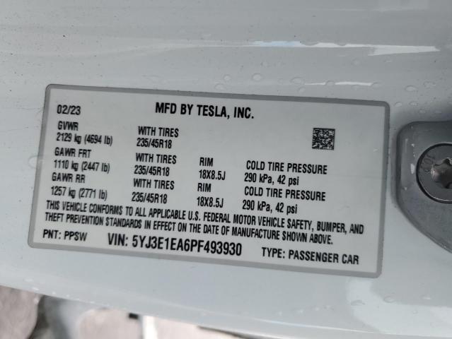 2023 TESLA MODEL 3 5YJ3E1EA6PF493930