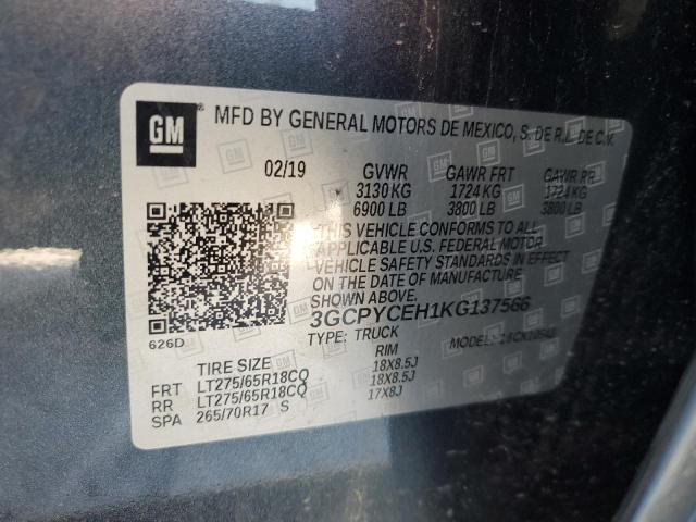 2019 CHEVROLET SILVERADO 3GCPYCEH1KG137566