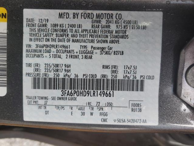 2020 FORD FUSION SE - 3FA6P0HD9LR149661