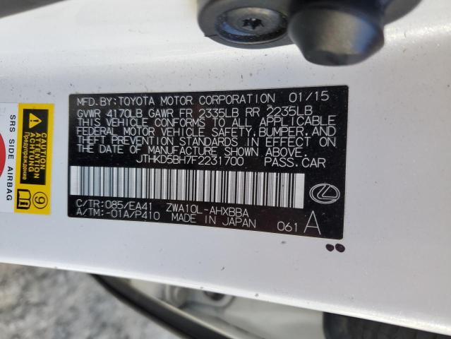 2015 LEXUS CT 200 JTHKD5BH7F2231700