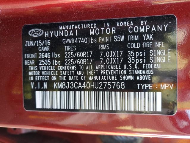2017 HYUNDAI TUCSON LIM - KM8J3CA40HU275768