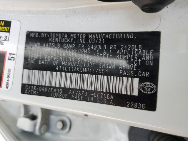 2021 TOYOTA CAMRY LE - 4T1C11AK9MU447551
