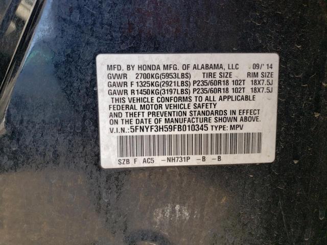 2015 HONDA PILOT EXL - 5FNYF3H59FB010345